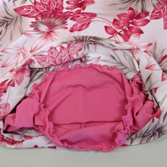 Jamaica Bay Vintage Y2K Petite Pink Floral Ruffle Short Sleeve Coastal Blouse - Picture 7 of 8